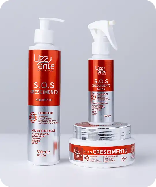 Kit SOS Crescimento Lizzante com shampoo, máscara e tônico capilar