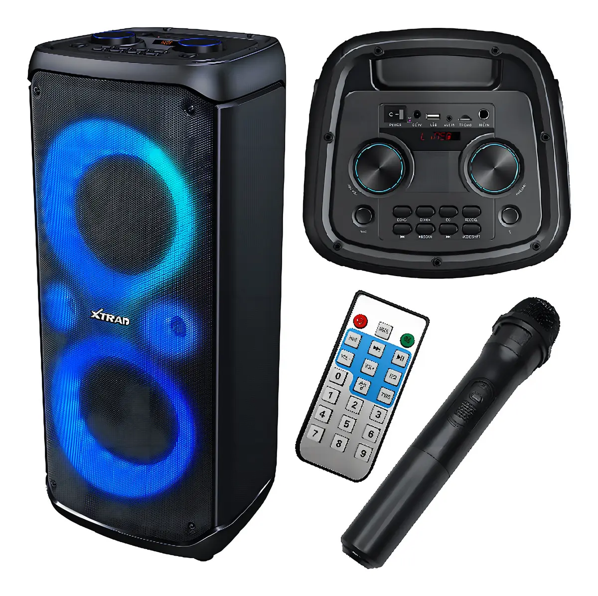 Review of a Bluetooth speaker amplifier with LED and wireless microphone for parties, karaoke, small spaces and casual voice use.