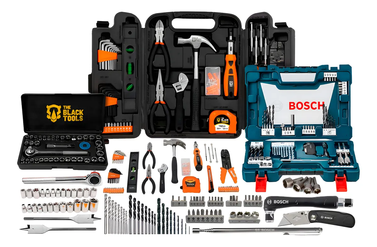 Review of the The Black Tools 169-piece toolbox with Bosch V-Line 68-piece set for home repairs, DIY work and tool organization.