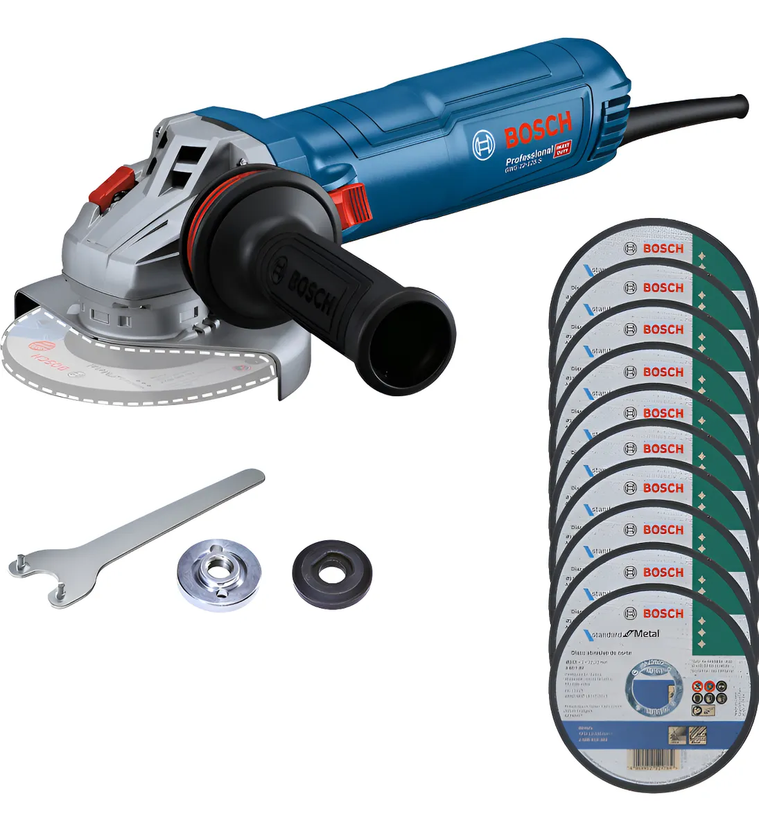 Veja se o kit Esmerilhadeira Bosch GWS 12-125 S 1200W 220V com 10 discos é uma boa compra para corte, desbaste, conforto e segurança.