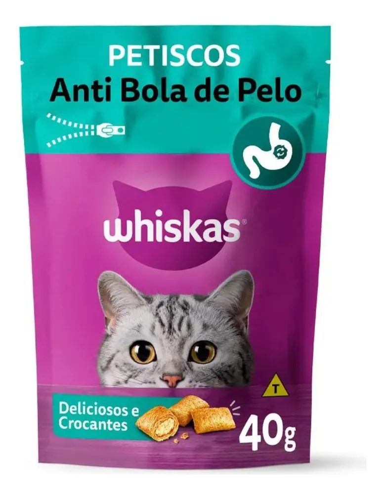 Review completo do Whiskas Temptations Anti Bola de Pelo 40g para gatos adultos, com prós, limites e perfil de uso.