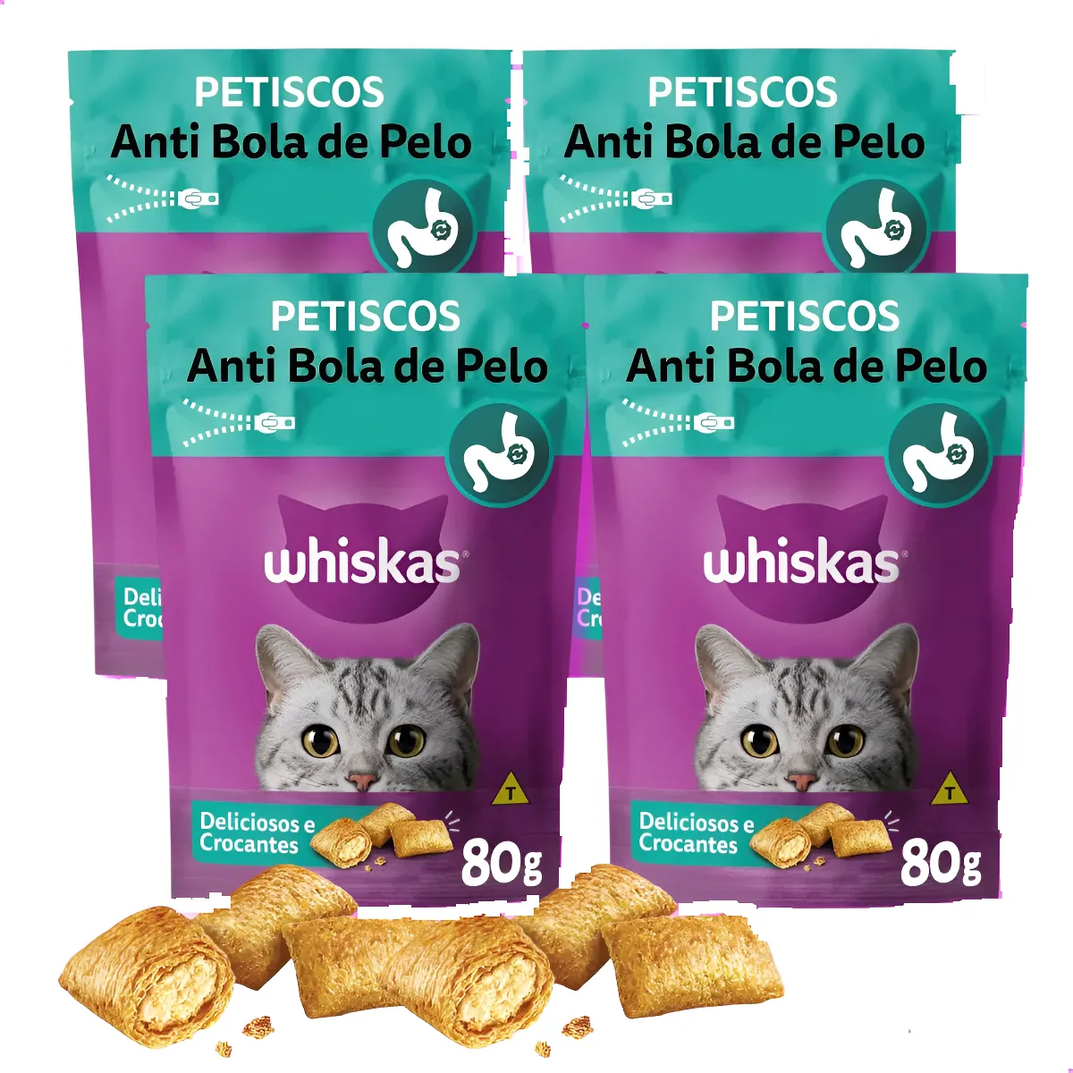 Review completo do Kit 4 Whiskas Temptations Anti Bola de Pelo 80g para gatos adultos, com pontos fortes, limites e perfil ideal de uso.